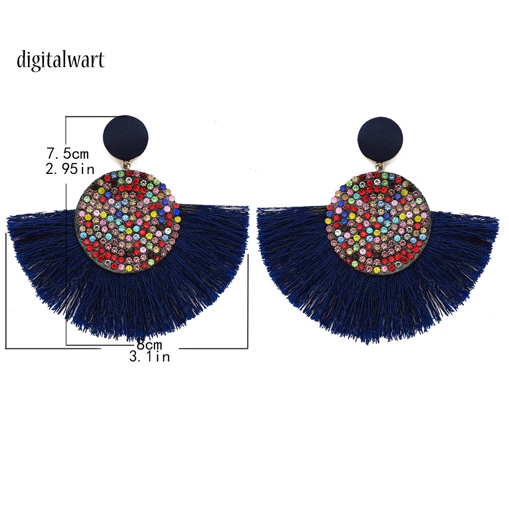 Kỹ Thuật Số| Bông Tai Hình Quạt Đính Đá Tua Rua Thời Trang