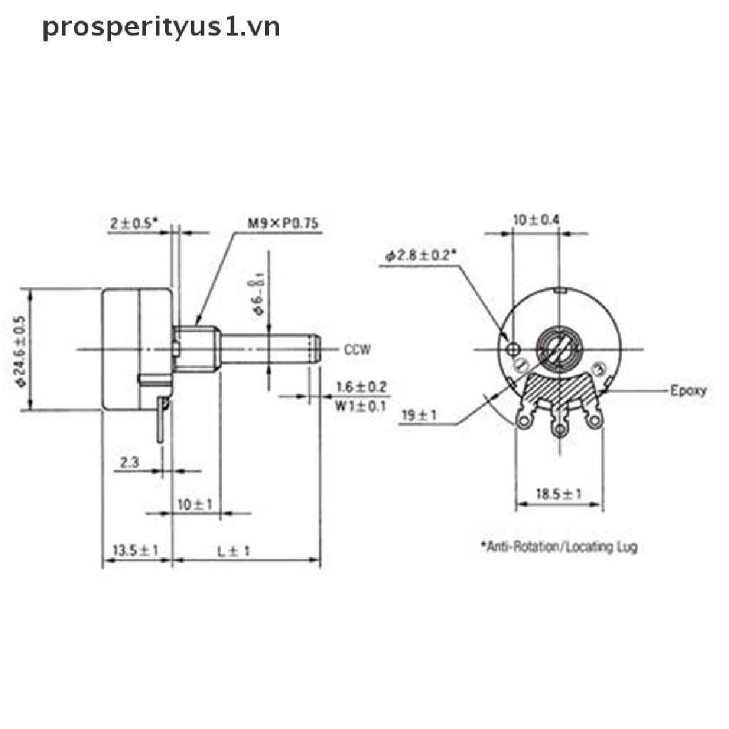 1 Bộ Chiết Áp Xoay Phim Carbon Có Núm Vặn Cho RV24YN20S prosperityus1