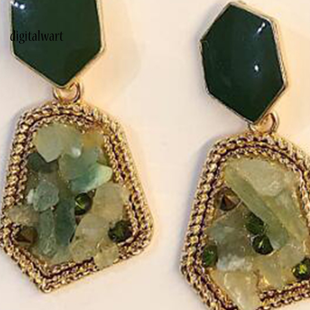 Kỹ Thuật Số| Khuyên Tai Dáng Dài Đính Đá Tự Nhiên Phong Cách Retro Thanh Lịch