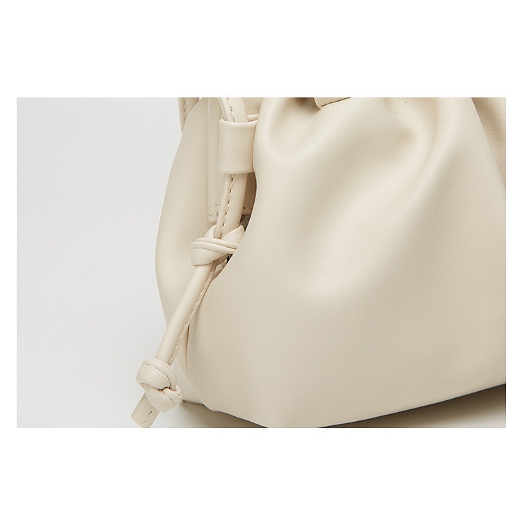 Túi Xách Da PU Màu Trơn Xếp Ly Xinh Xắn Hợp Thời Trang