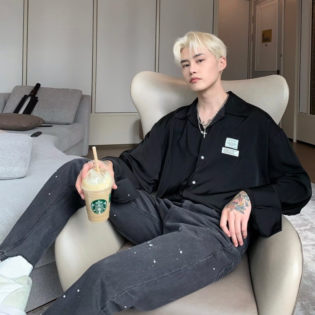 áo sơ mi tay dài thời trang trẻ trung cho nam hàn quốc top áo nam đẹp simple fashion áo kiểu nam áo sơ mi nam form rộng