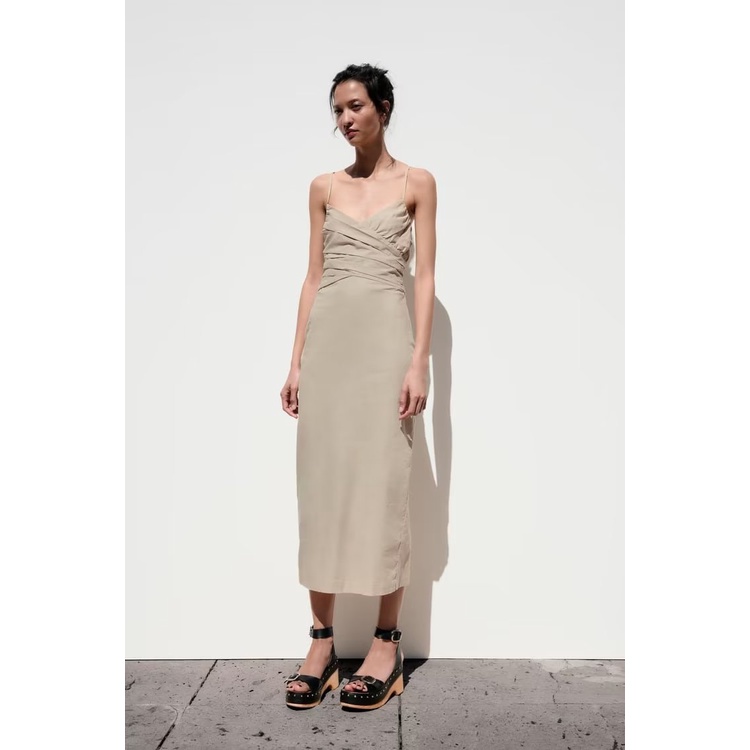 Đầm Hai Dây Vải Lanh Phong Cách Âu Mỹ 2023 S33-66028