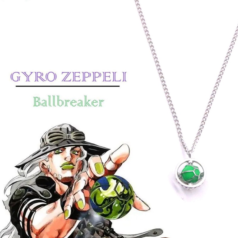 Dây Chuyền Mặt Quả Cầu Bằng Sắt Tráng Men Xanh Lá Cây Hình Nhân Vật Hoạt Hình Merchandise Jojo 'S Bizarre Adventure Zebelin