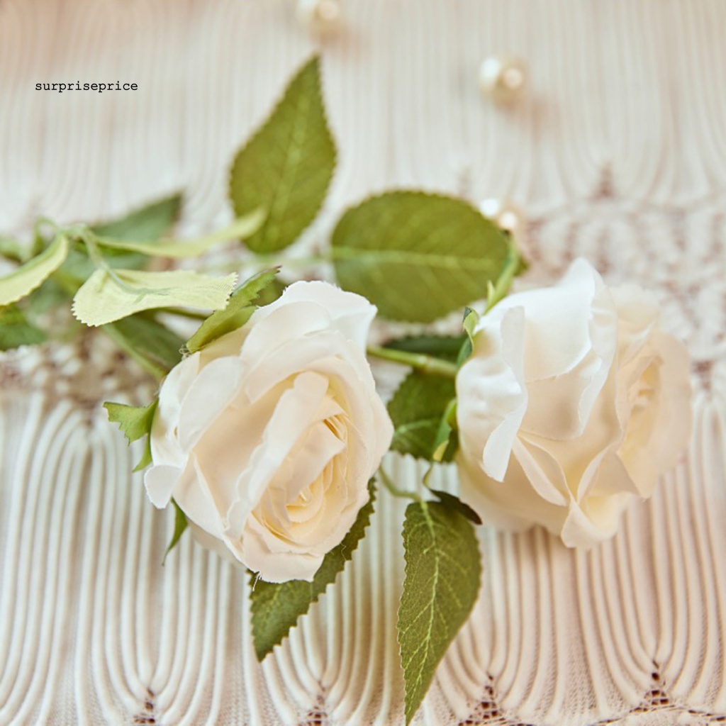 Bó Hoa Hồng Nhân Tạo 2 Đầu Không Phai Màu Trang Trí Nhà Cửa / SPA