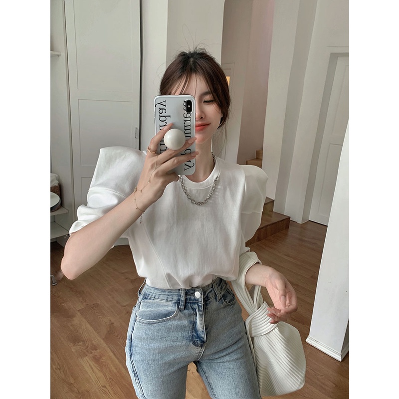 Áo Thun Tay Ngắn Dáng Rộng Phối Dây Xích Thời Trang Mùa Hè Cho Nữ