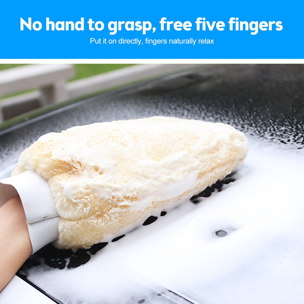 Găng Tay Len Lông Cừu Mềm Mại Đánh Bóng Xe Hơi Chống Trầy Xước