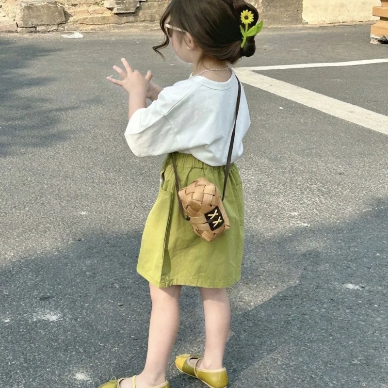 Set Áo Thun Ngắn Tay + Chân Váy In Họa Tiết Phong Cách Hàn Quốc Thời Trang Mùa Hè Cho Bé Gái