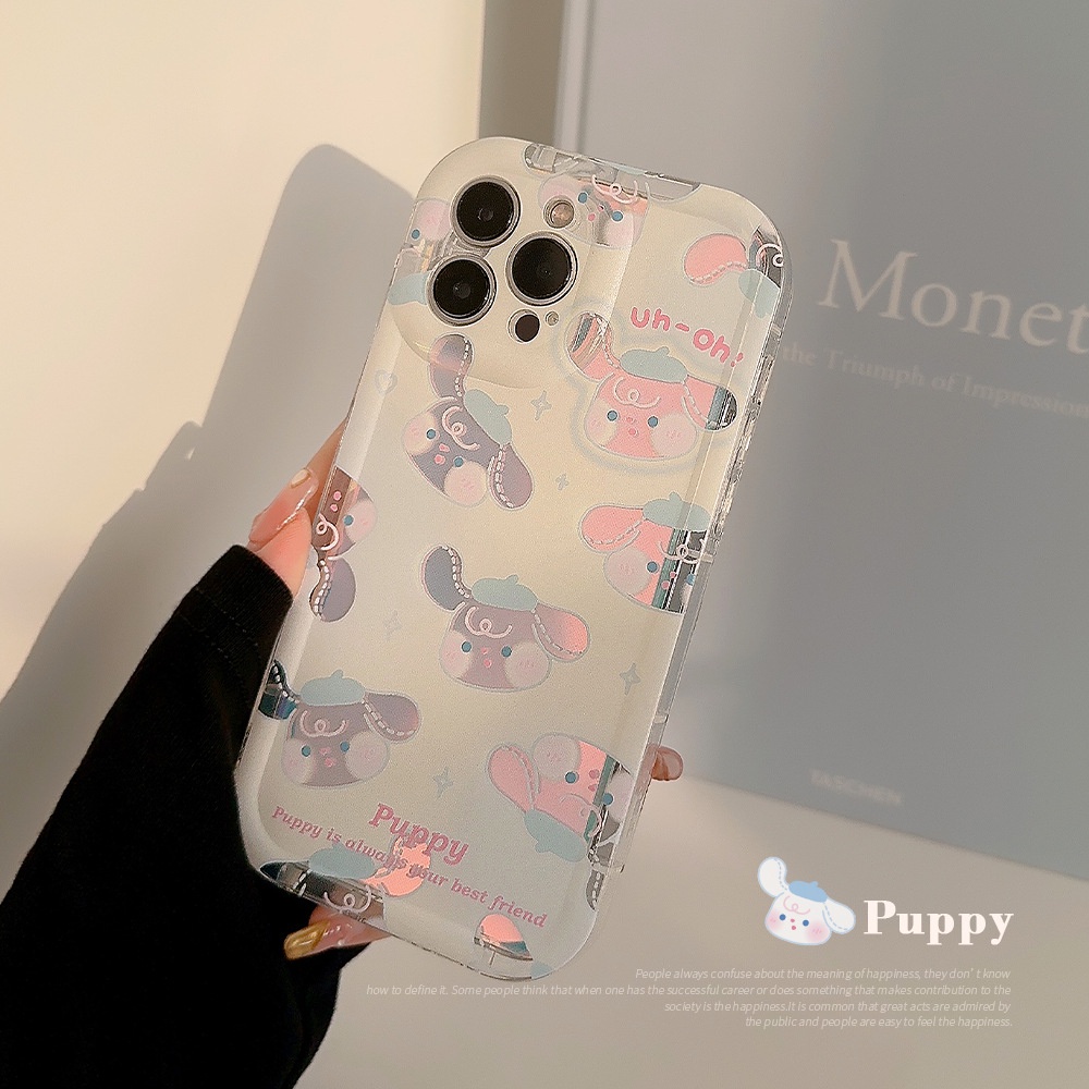 Ốp Điện Thoại Silicon Màu Laser Họa Tiết Hoạt Hình Chó Dễ Thương Cho Iphone 14 11 12 13 PRO MAX AT0213