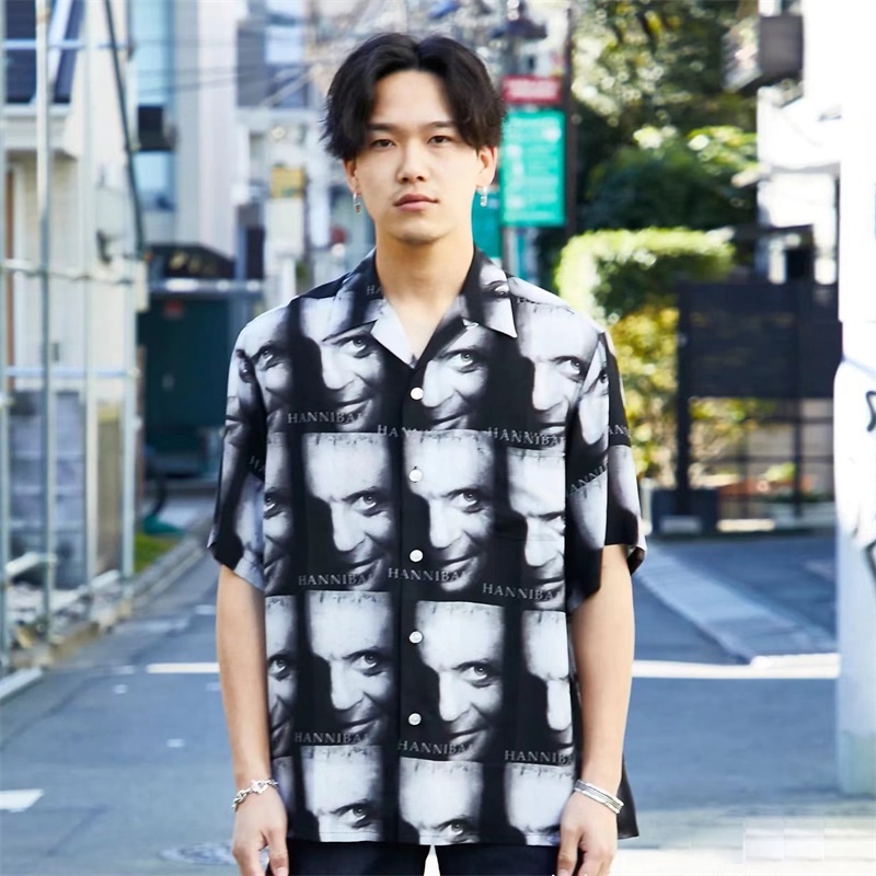Wa-cko 8Ma-ria 8- Áo Sơ Mi Tay Ngắn In Hình Chân Dung Hannibal Cổ Điển Thời Trang Unisexkghtugjhidfgj