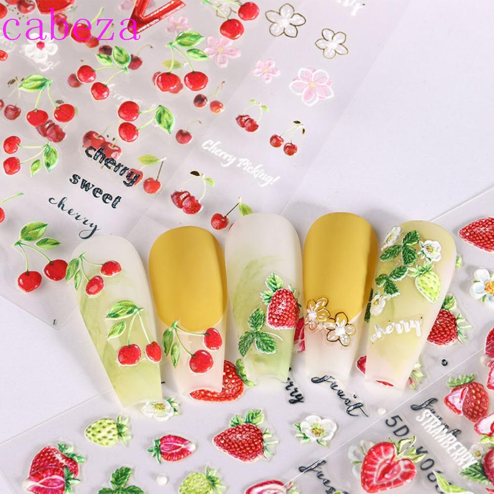 Miếng Dán Trang Trí Móng Tay Tự Dính Hình Trái Cây 5D Thời Trang