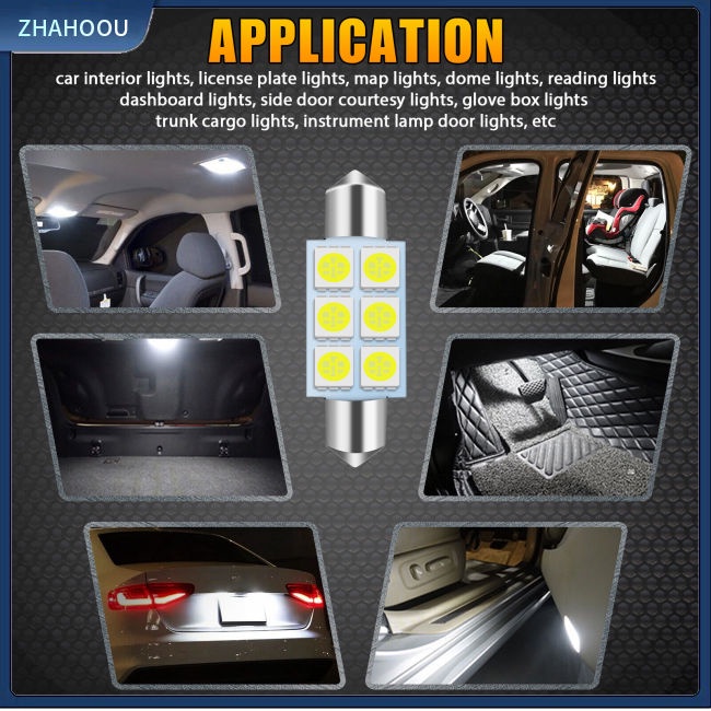 ☃Phụ Kiện Trang Trí Nhà Cửa Độc Đáo Sáng Tạo☃ Set 50 Bóng Đèn 36mm C5w 6 Smd 6000k Siêu Sáng Dành Cho Ô Tô