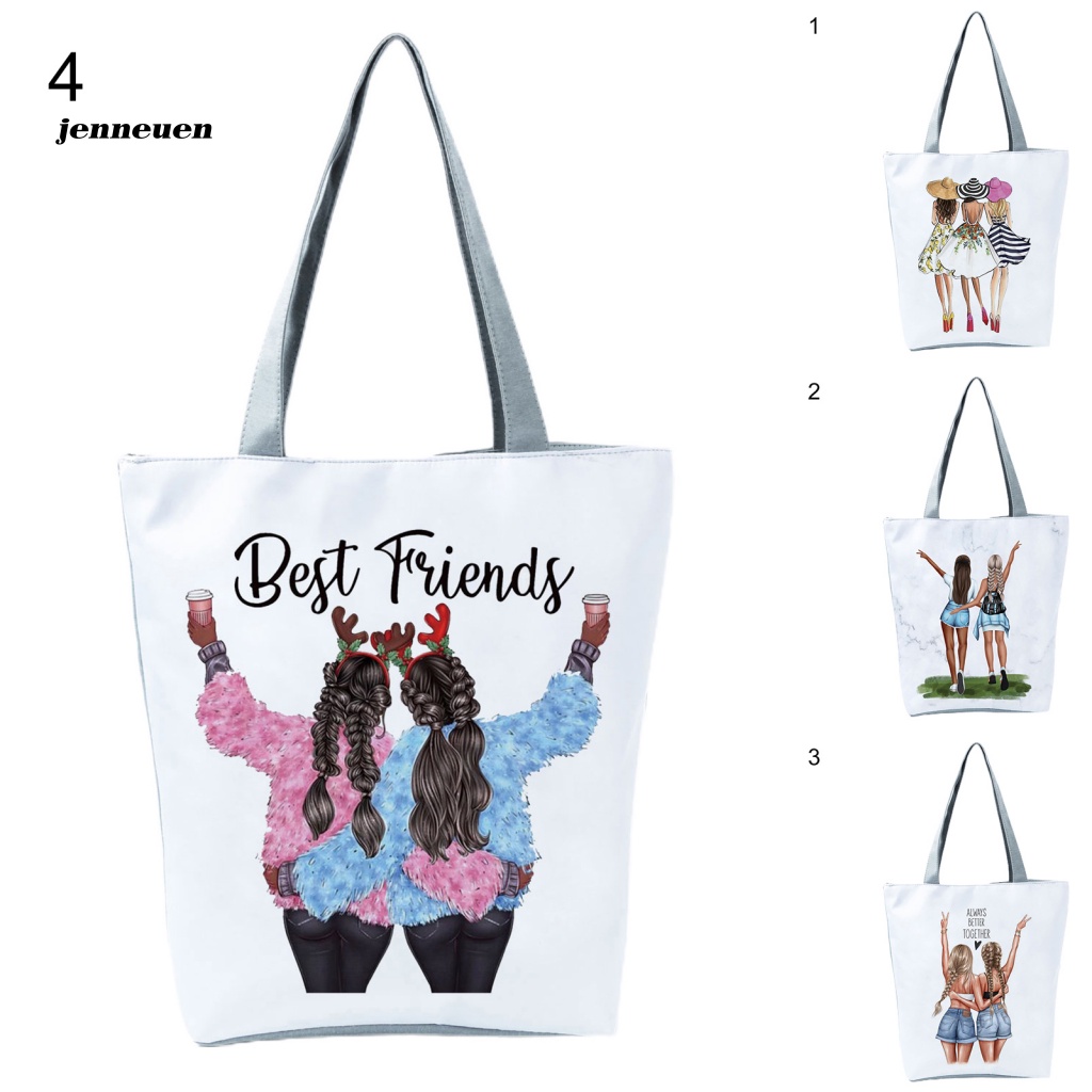 Túi Tote Đeo Vai Sức Chứa Lớn Có Khóa Kéo In Họa Tiết Dễ Thương Thời Trang Cho Gia Đình