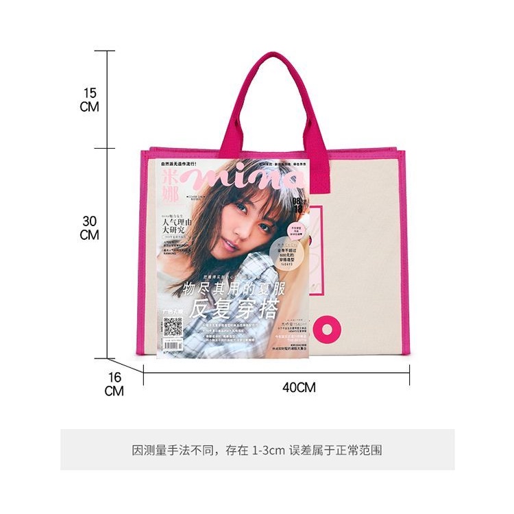 Túi Xách Nữ Vải Canvas Cỡ Lớn In Hình Gấu Và Dâu Tây Dễ Thương