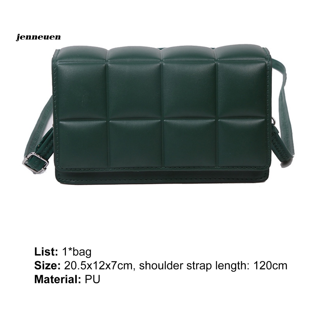 Jen Túi Đeo Chéo Giả Da Màu Trơn Bề Mặt Vuông Có Thể Điều Chỉnh Độ Dài Nhẹ Trang Trí Đẹp Mắt