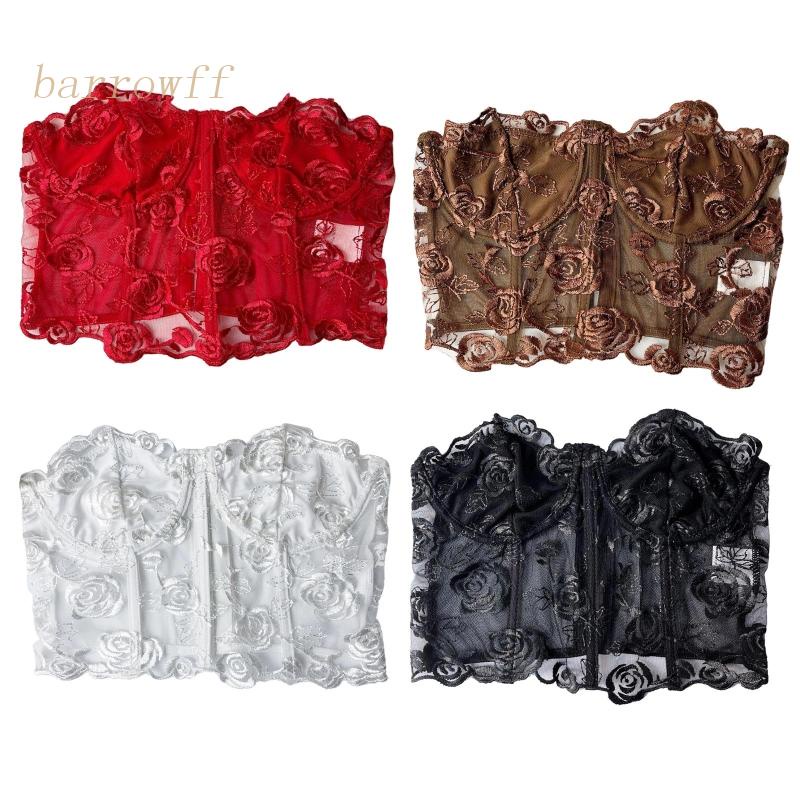 Áo Lót Ren Lưới Xương Cá Thêu Hoa Hồng Gợi Cảm Cho Nữ