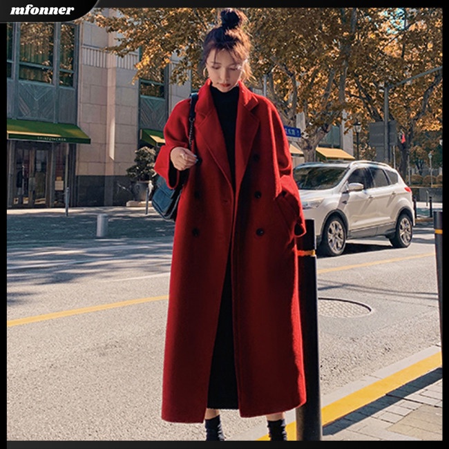 Áo Khoác Tay Dài Cổ Bẻ Dày Dặn Màu Sắc Trơn Kèm Thắt Lưng Dành Cho Nữ