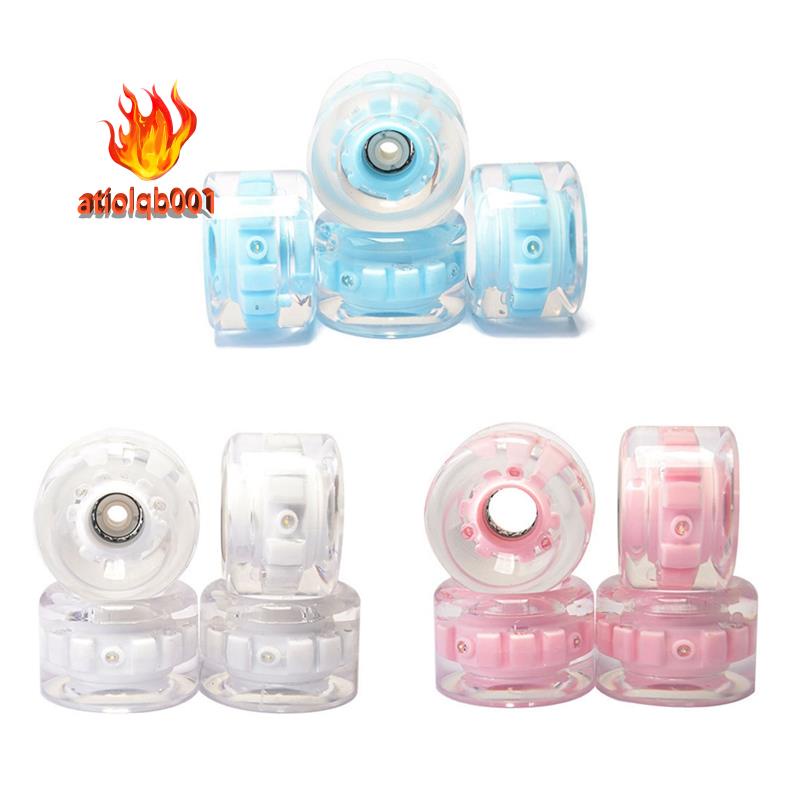 Set 4 Bánh Xe Ván Trượt 6 Bóng Đèn Dạ Quang Bằng PU Co Giãn Cao Cấp