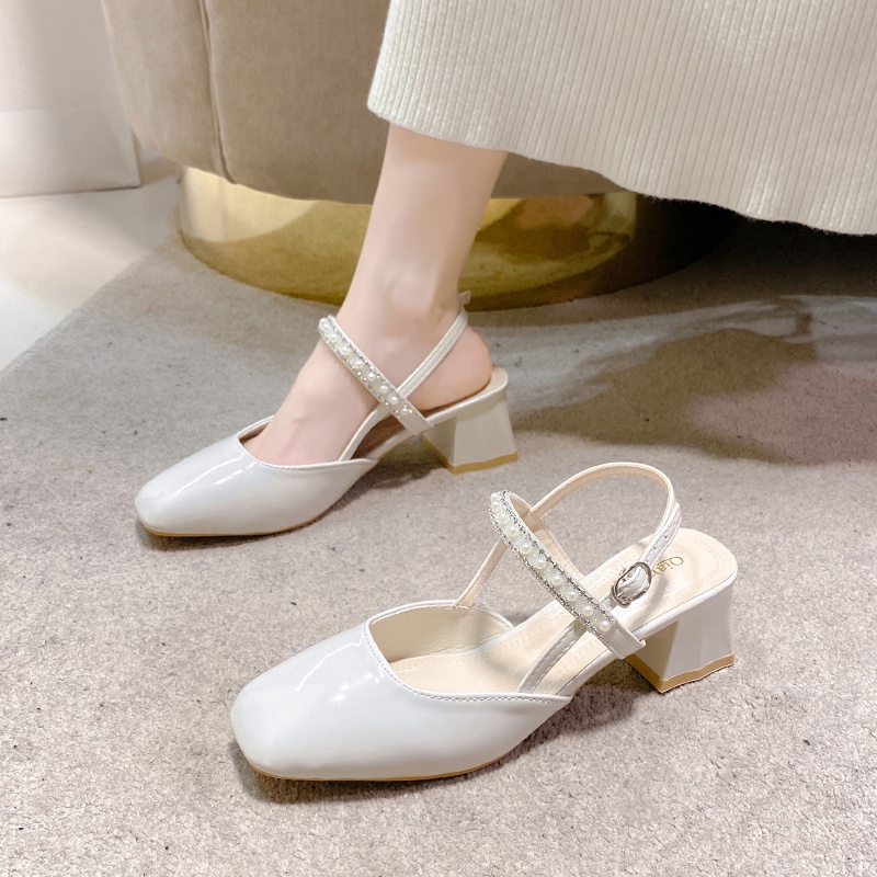 Giày Cao Gót Da Mũi Vuông Thời Trang Công Sở Thanh Lịch Cho Nữ