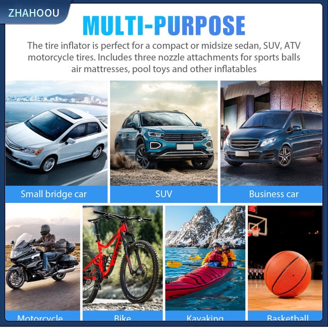 ☃Nhà Cửa☃ Máy Bơm Lốp Xe Hơi 12v 150PSI Màn Hình Hiển Thị Độ Chính Xác Cao Đa Năng