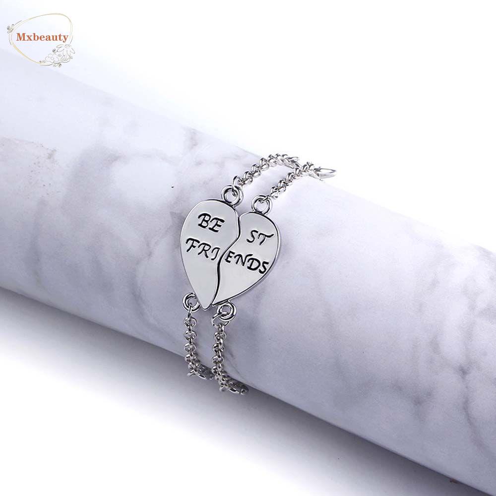 Vòng Tay MXBEAUTY Chuỗi Xích Ngọt Ngào|Set 2 Mặt Dây Chuyền Khắc Chữ Best Friend Màu Sắc