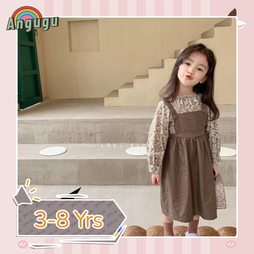 Set Đầm Hai Dây In Hoa Phong Cách Hàn Quốc Thời Trang Cho Bé Gái