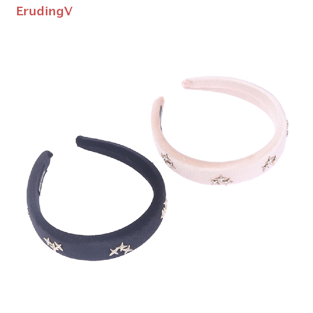 [ErudingV] Băng Đô Nhung Đen Vành Rộng Đính Đá Sáng Bóng Cổ Điển Cho Nữ [Mới]