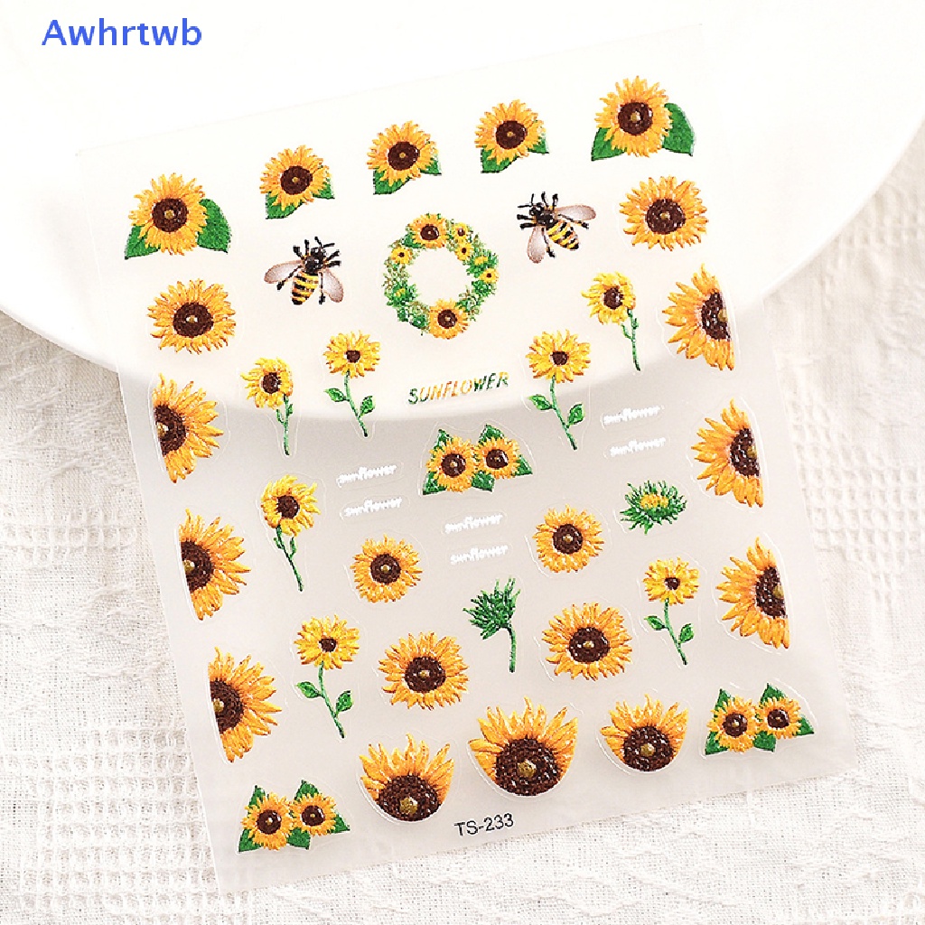 Miếng Dán Trang Trí Móng Tay Họa Tiết Hoa Hướng Dương Xinh Xắn Mới