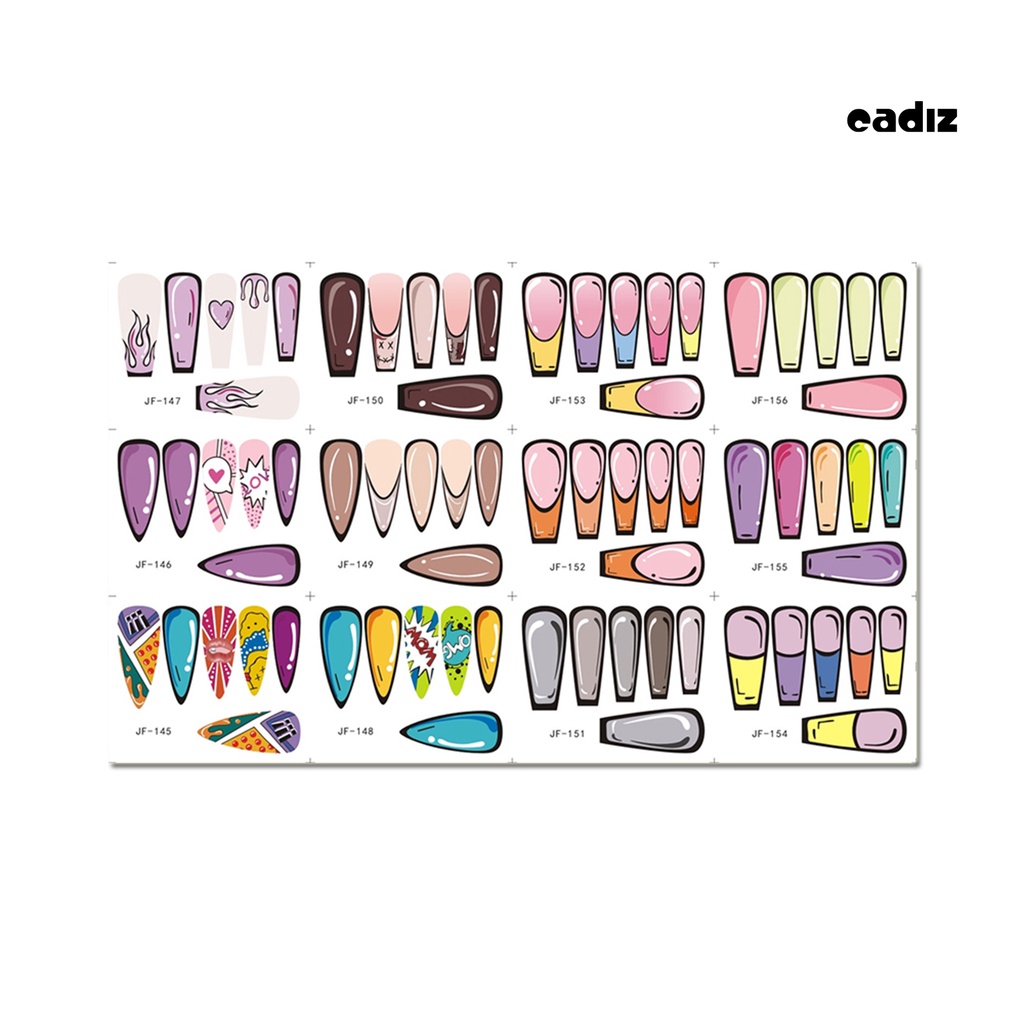 Miếng Dán Trang Trí Móng Tay Dạng Trượt Hiệu Ứng 3D Hoạt Hình Không Phai DIY