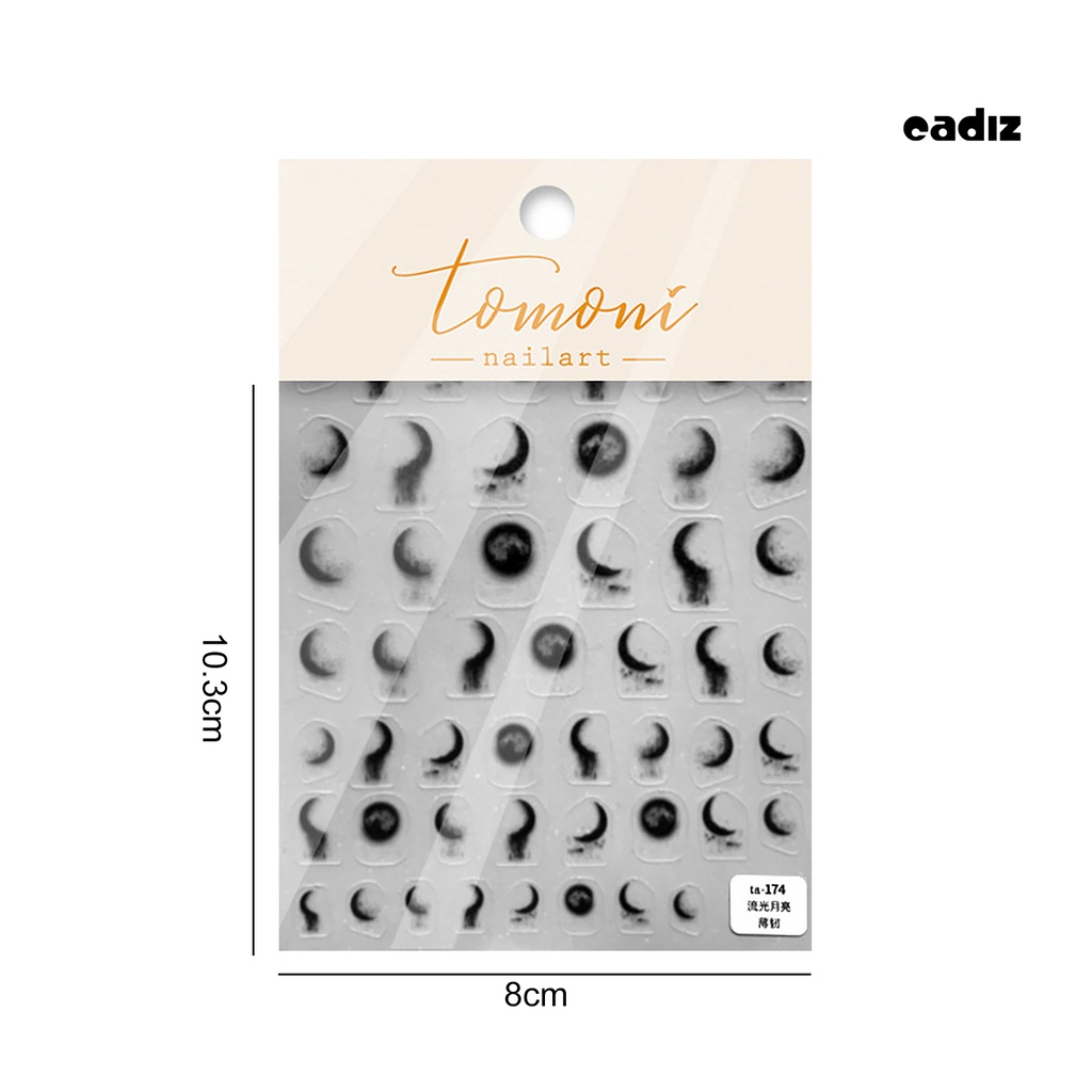 Miếng Dán Trang Trí Móng Tay Hình Mặt Trăng / Đen / Trắng Độc Đáo DIY
