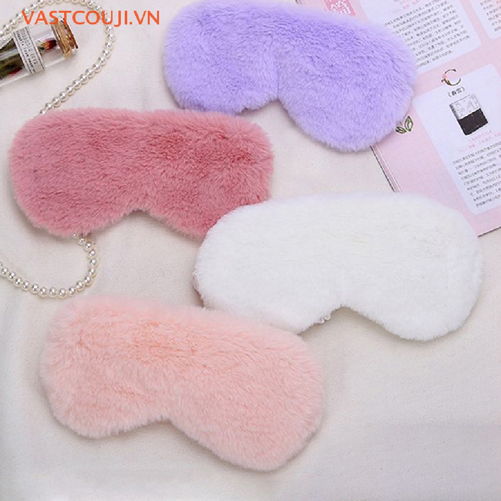 Bịt Mắt Ngủ Phủ Lông Mềm Mại Họa Tiết Trái Tim Đáng Yêu VASTJI