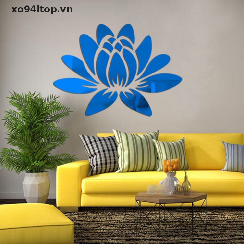 Đề Can Acrylic Hình Hoa Sen 3D Tráng Gương Dùng Để Trang Trí Nhà DIY