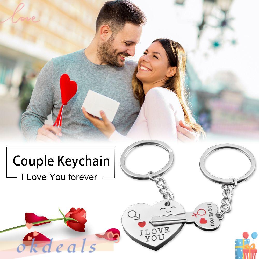 Móc Khóa Hình Trái Tim Khắc Chữ I Love You Dành Cho Cặp Đôi