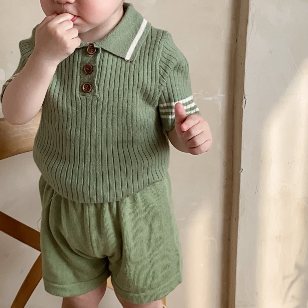 Áo polo Dệt Kim Tay Ngắn Màu Tương Phản Thời Trang Mùa Hè 2023 Phong Cách Bắc Âu Cho Bé Dễ Phối Đồ MXJM