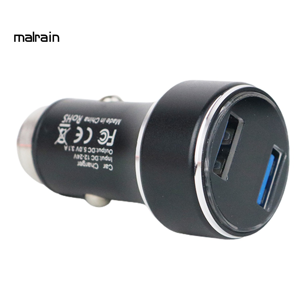 Tẩu Sạc Hai Cổng USB 5V 3.1A Màn Hình Kỹ Thuật Số Bằng Kim Loại Bền Bỉ Dùng Trong Xe Hơi