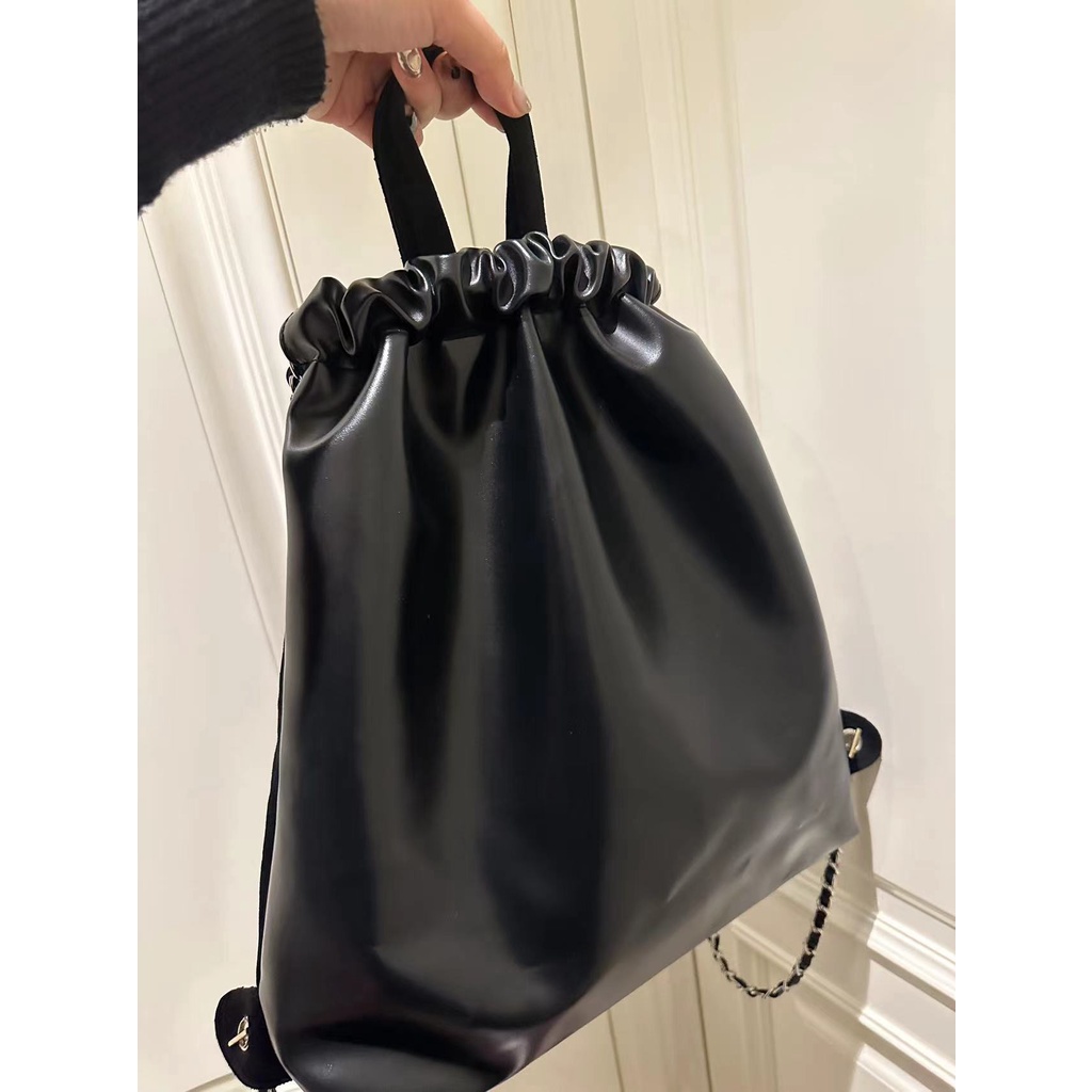 Ba Lô Dây Rút Chất Liệu Nhung Đính Đá Nhiều Màu Phong Cách Hàn Quốc Cho Nữ