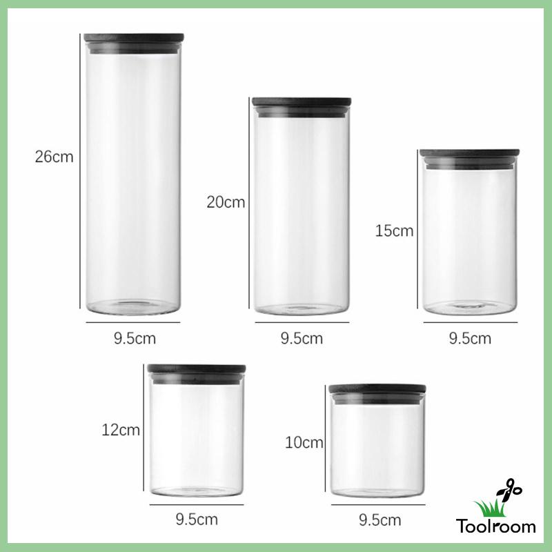 Bộ 5 Hũ Thủy Tinh Đựng Gia Vị / Kẹo / Thực Phẩm Tiện Dụng