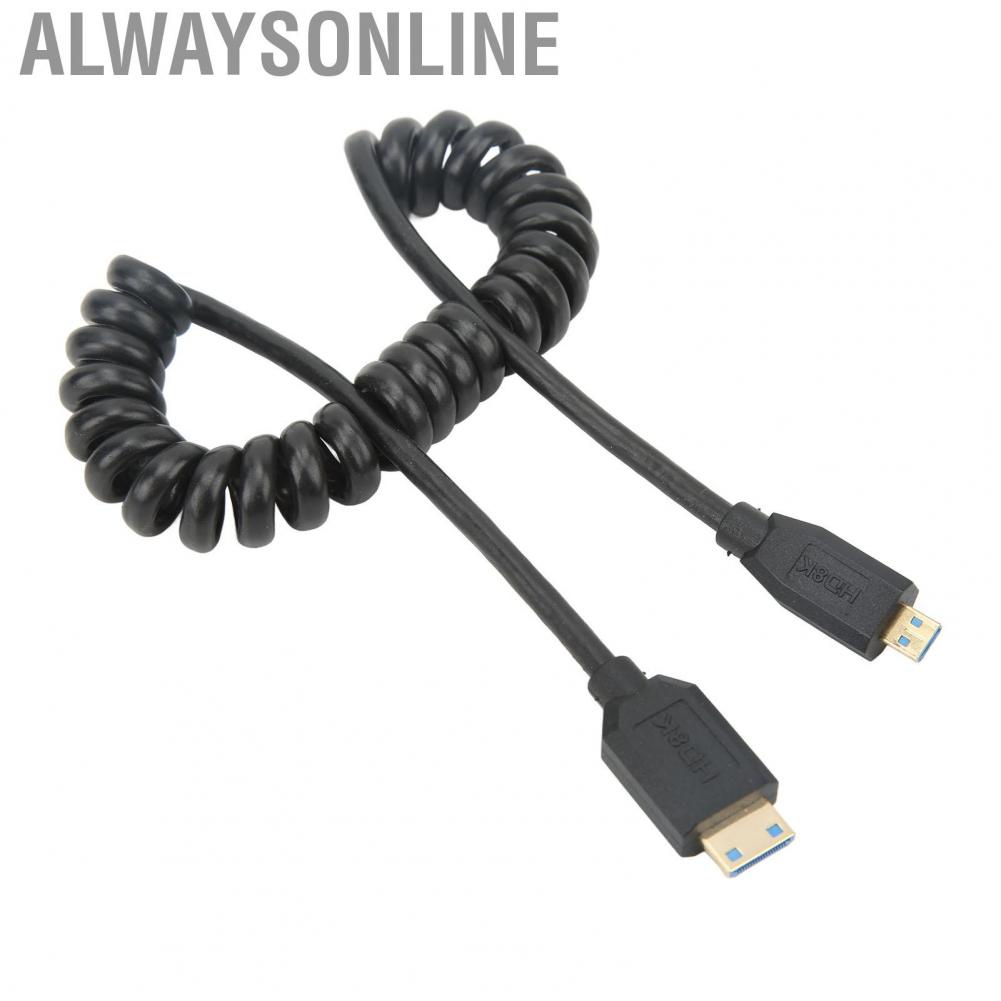Alwaysonline HD Multimedia Interface Adapter Cable  Gold Plated 4.0mm OD 4K120Hz 2.1 Coiled Male To for Smart Phones