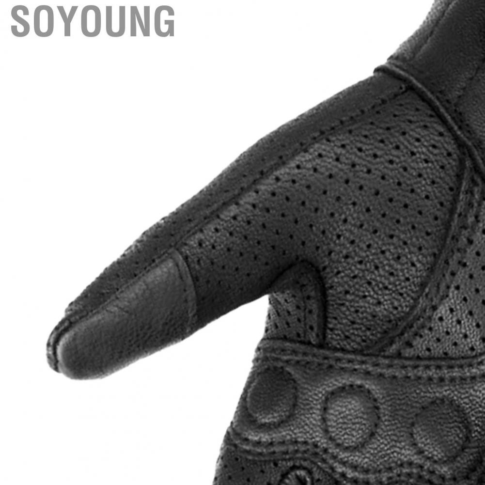 Soyoung Cycling Gloves  Sheepskin Motorcycle Abrasion Resistance Comfortable Windproof for Bike