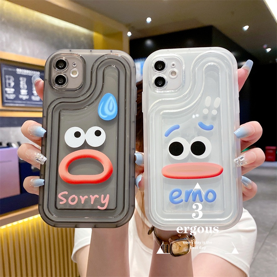 Ốp Điện Thoại TPU Mềm Họa Tiết Mặt Cười Vui Nhộn Bảo Vệ Ống Kính Cho iPhone 14 13 12 11 Pro Max 7 8 Plus SE2020 X XR Xs Max