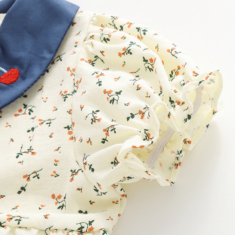 Đầm Công Chúa Mùa Hè Tay Cộc Bằng Vải Cotton Mềm Thoáng Khí In Họa Tiết Dễ Thương Cho Bé