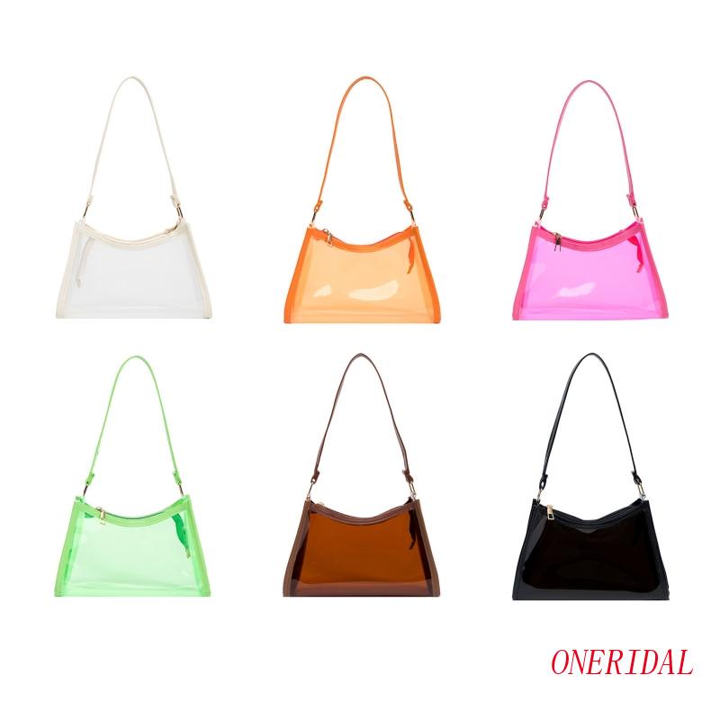 Túi Đeo Vai Trong Suốt Màu Kẹo Có Khóa Kéo Dành Cho Nữ