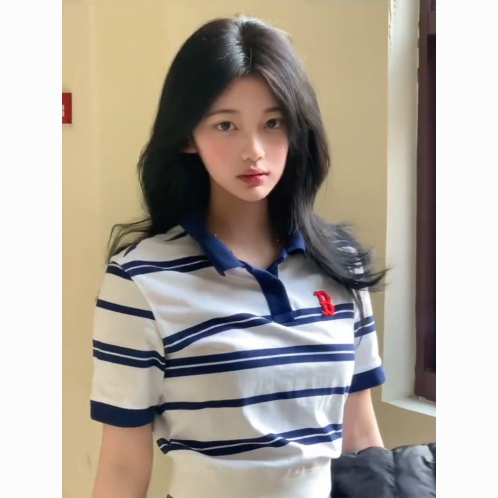 Áo Sơ Mi Tay Ngắn Kẻ Sọc Thời Trang Mùa Hè Hàn Quốc Cho Nữ