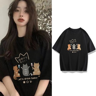 Áo Thun Cotton Dáng Rộng Tay Ngắn Phong Cách Hàn Quốc Thời Trang Mùa Hè Hàng Mới Dành Cho Bạn Nữ 4154
