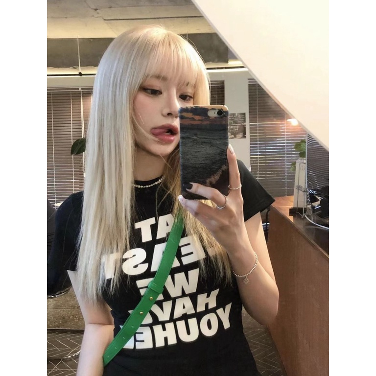 Youhee Hàng Có Sẵn Áo Thun Ngắn Tay In Chữ Phong Cách Niche Hàn Quốc Mỏng-Fit Slimmer Look