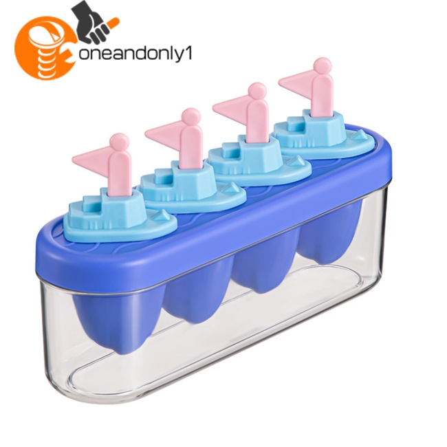 Bộ Khuôn Làm Kem Que Thủ Công Dễ Lắp Đặt Kèm 4 Que Kem Có Thể Tái Sử Dụng