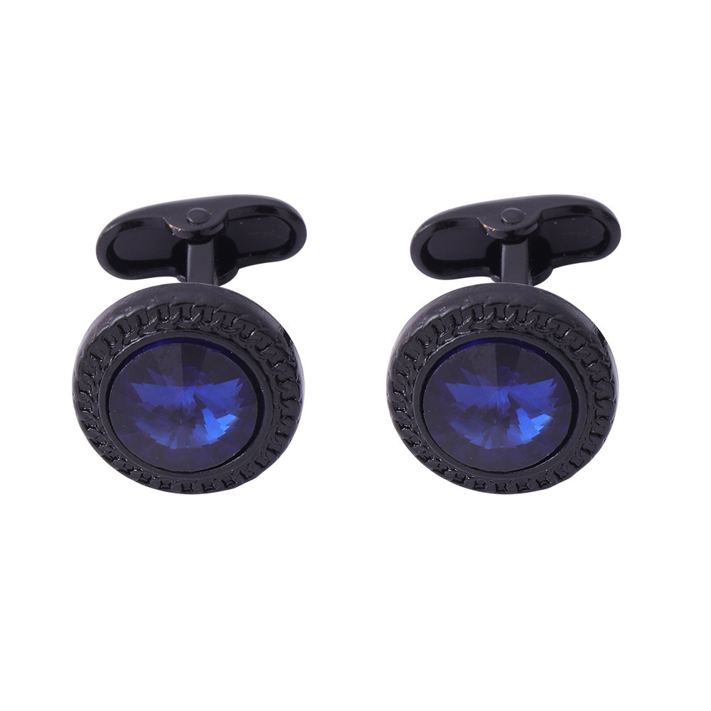 Khuy Măng Sét Kim Loại Đính Đá Đen Cổ Điển Cho Nam