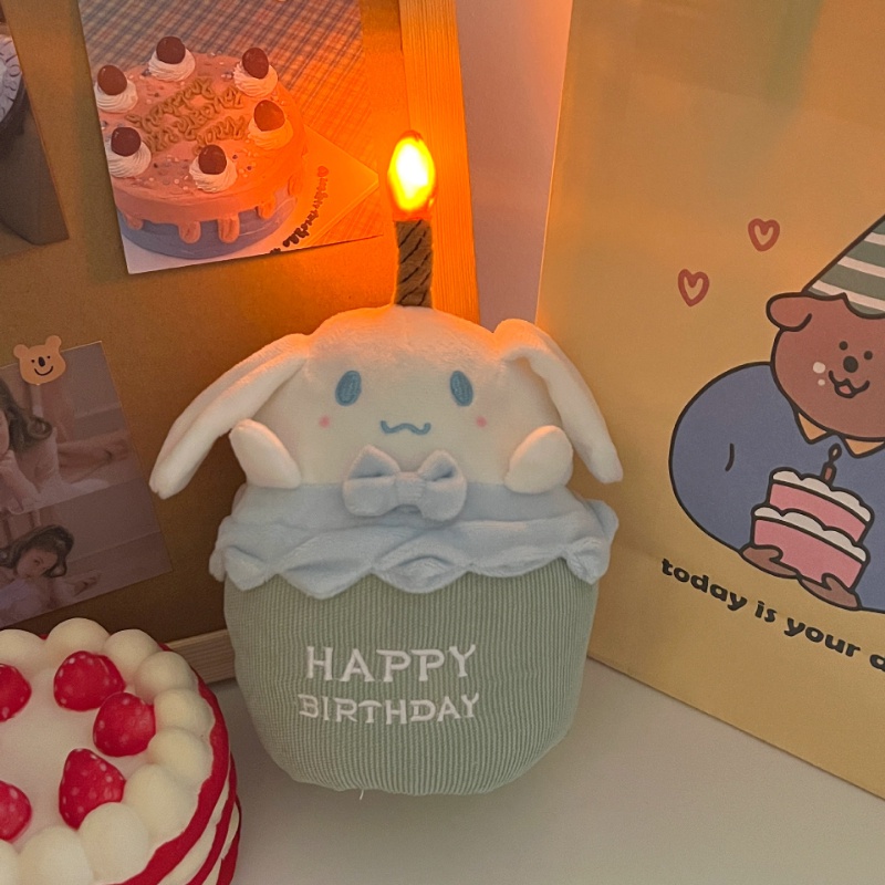 Búp Bê Nhồi Bông Hình Bánh Kem Kuromi My Melody Cinnamoroll Hoạt Hình Kirby Sanrio Có Thể Hát Và Đèn Flash Làm Quà Tặng