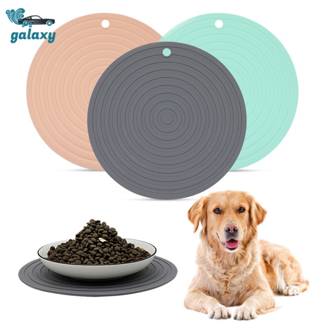 Galaxy Thảm Silicon Tròn Lót Tô Đựng Thức Ăn Chống Trượt Màu Trơn Cho Thú Cưng