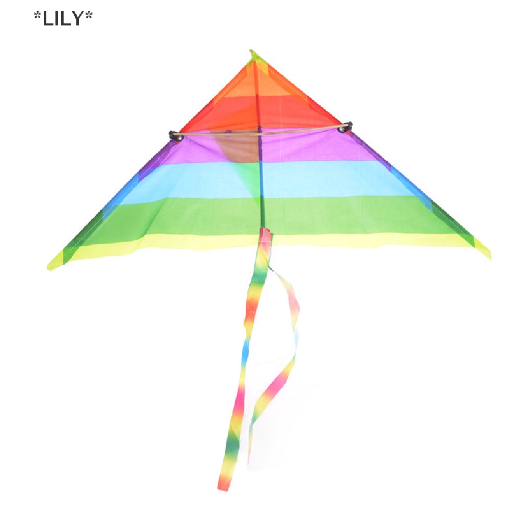 LILY 1PC cầu vồng diều ngoài trời đồ chơi trẻ em cho trẻ em diều mà không cần thanh điều khiển và dòng uuu