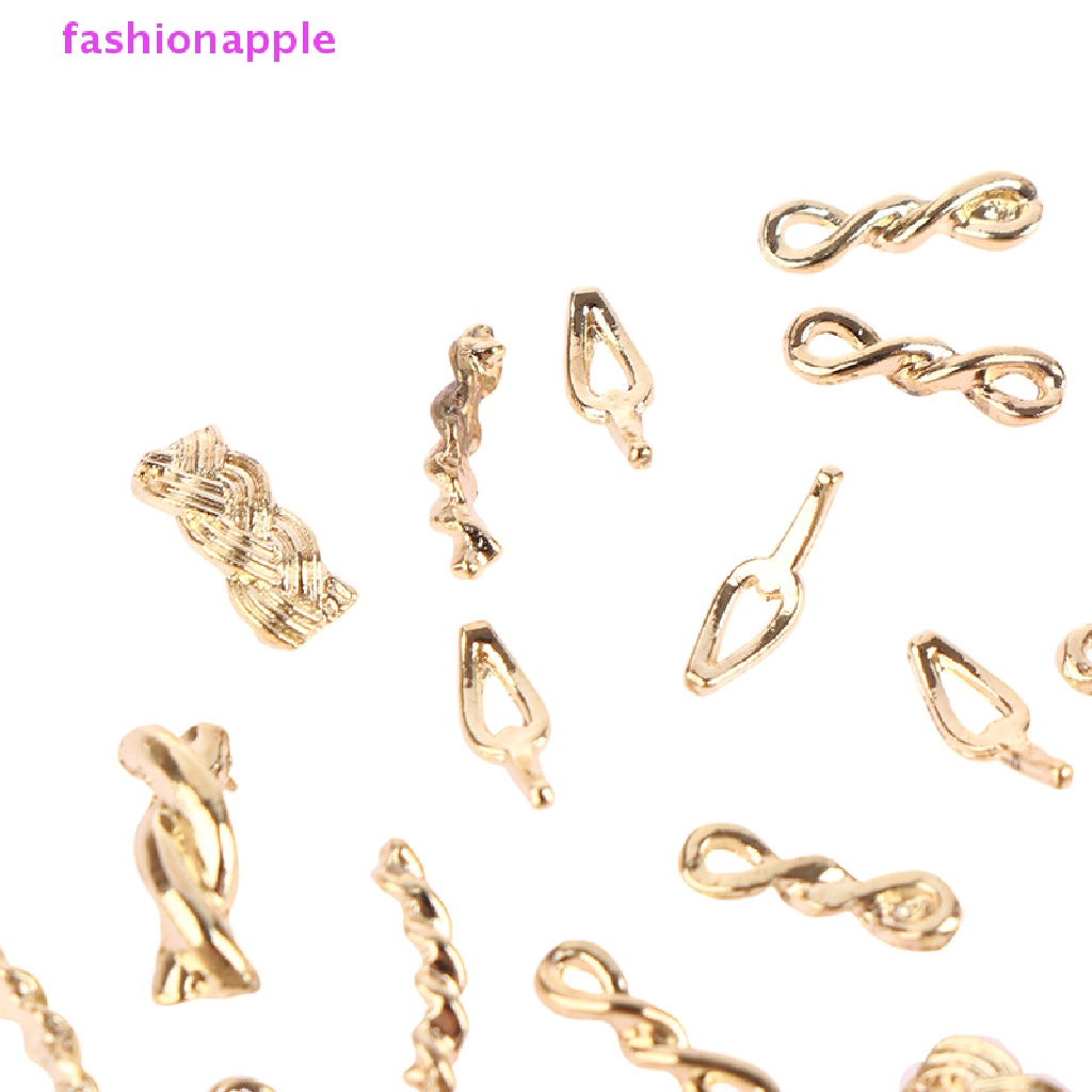 Set 10 / 20 Dây Xích Kim Loại Màu Vàng / Bạc Trang Trí Móng Tay Nghệ Thuật